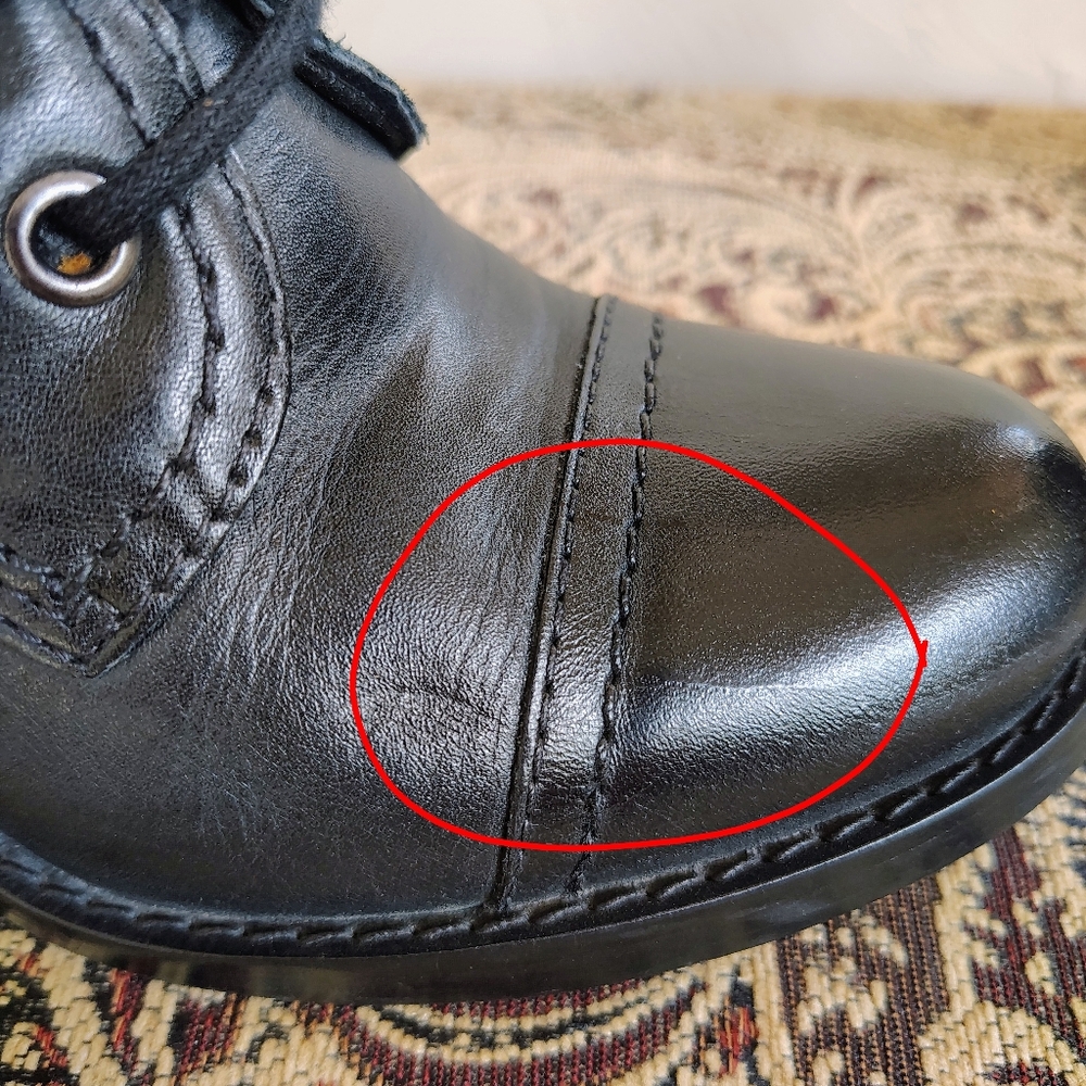 Vintage by Steve Madden Black Leather Mid-Calf Combat Boots Size 7M 90's - Picture 4 of 12